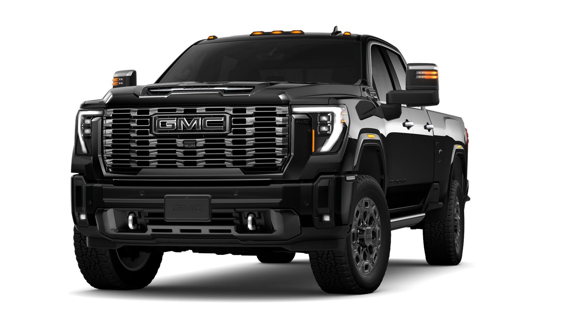 2026 GMC Sierra 3500 HD Denali Ultimate in Onyx Black — front three-quarter view