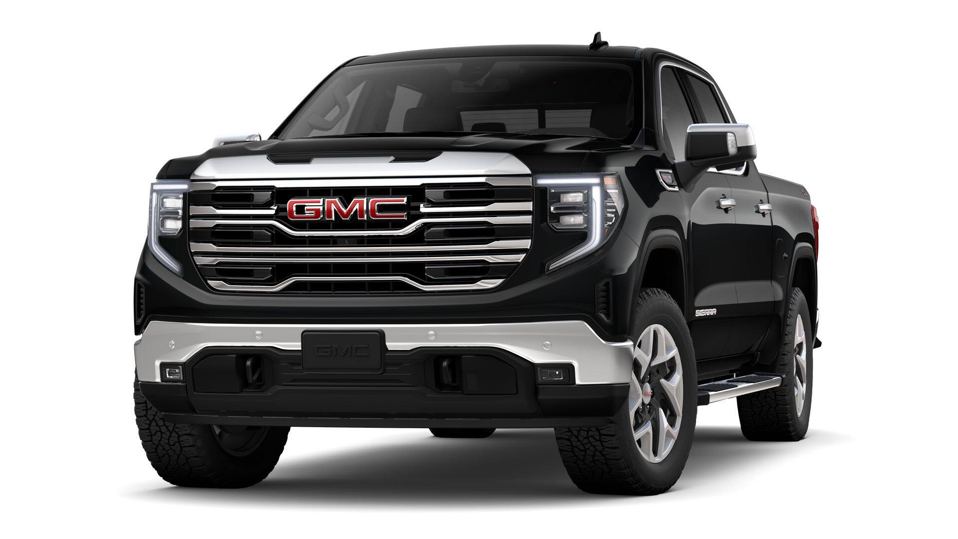 2025 GMC Sierra 1500 SLT in Onyx Black — front three-quarter view