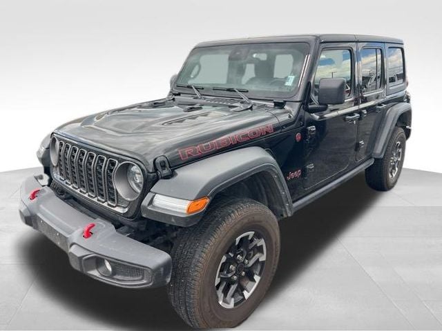 2025 Jeep Wrangler Rubicon in Black Clearcoat — front three-quarter view