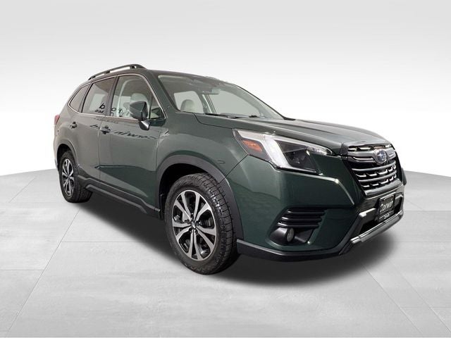 2023 Subaru Forester Limited in Cascade Green Silica — front three-quarter view